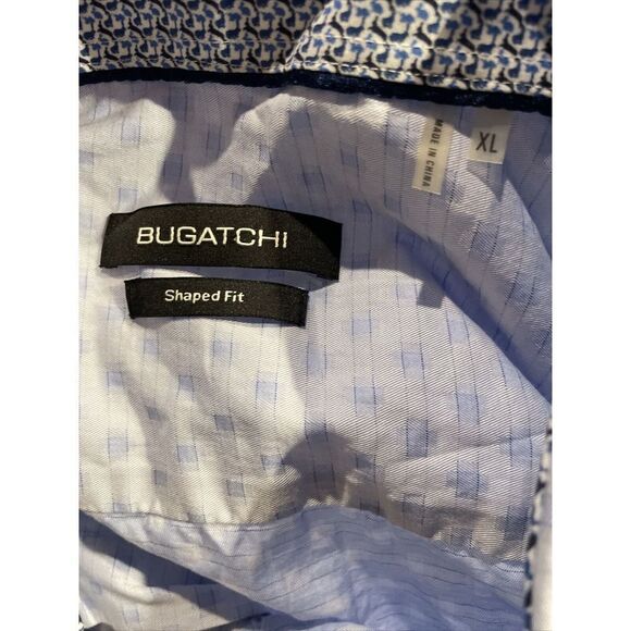 Bugatchi Shaped Fit Flip Cuff Shirt Men’s XL Long Sleeve Buttons Floral Blue - Picture 5 of 6